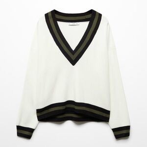 Mango Contrasting V-Neck Sweater